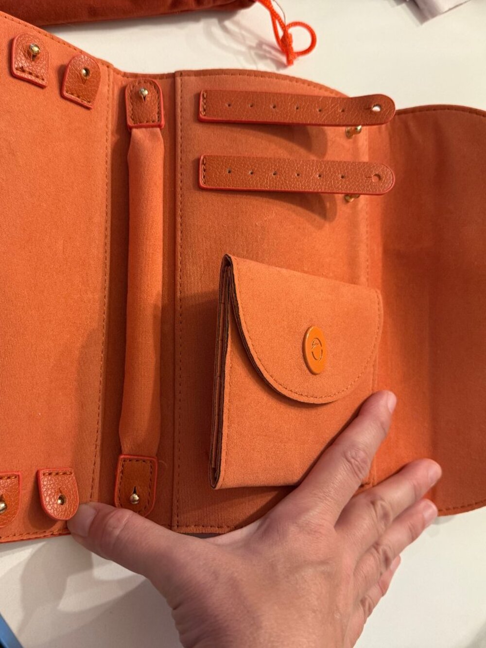 Aurate Orange High End travel jewelry pouch